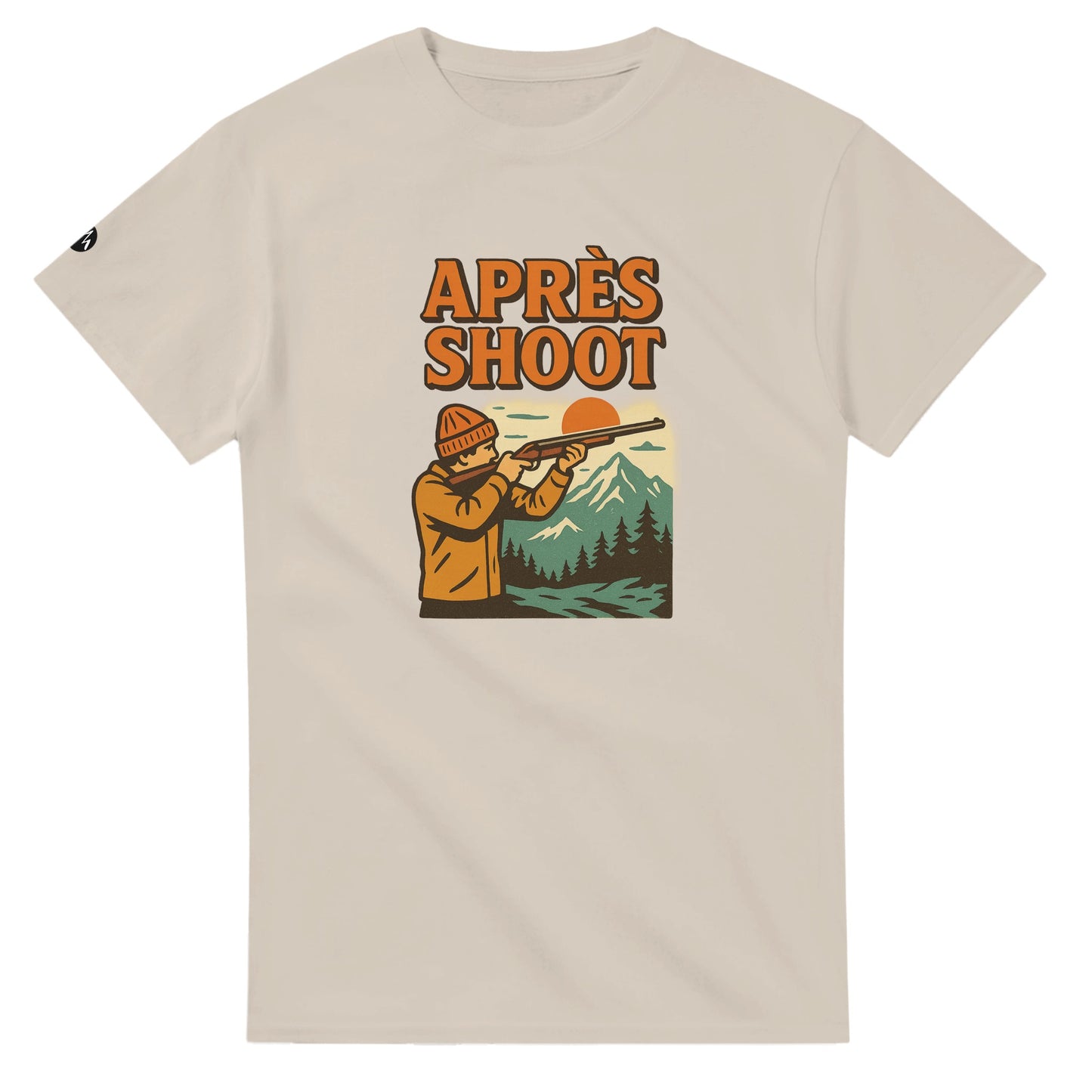 TrapCrackshots Après Shoot T-shirt – clay shooting shirt for men and women. Celebrates post-shoot camaraderie, stories by the fire, and the social side of the sport.