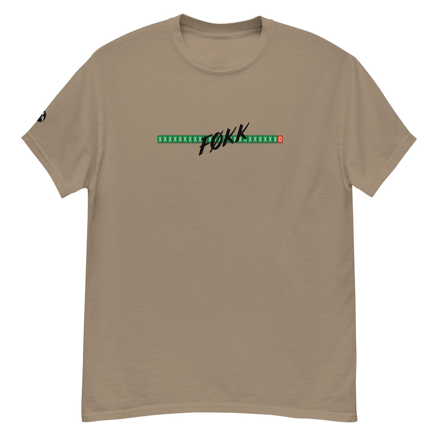 TrapCrackshots FØKK T-shirt Savana– clay shooting shirt for men and women. Represents frustrating shooting days, missed targets, and the humorous side of a bad day on the range.