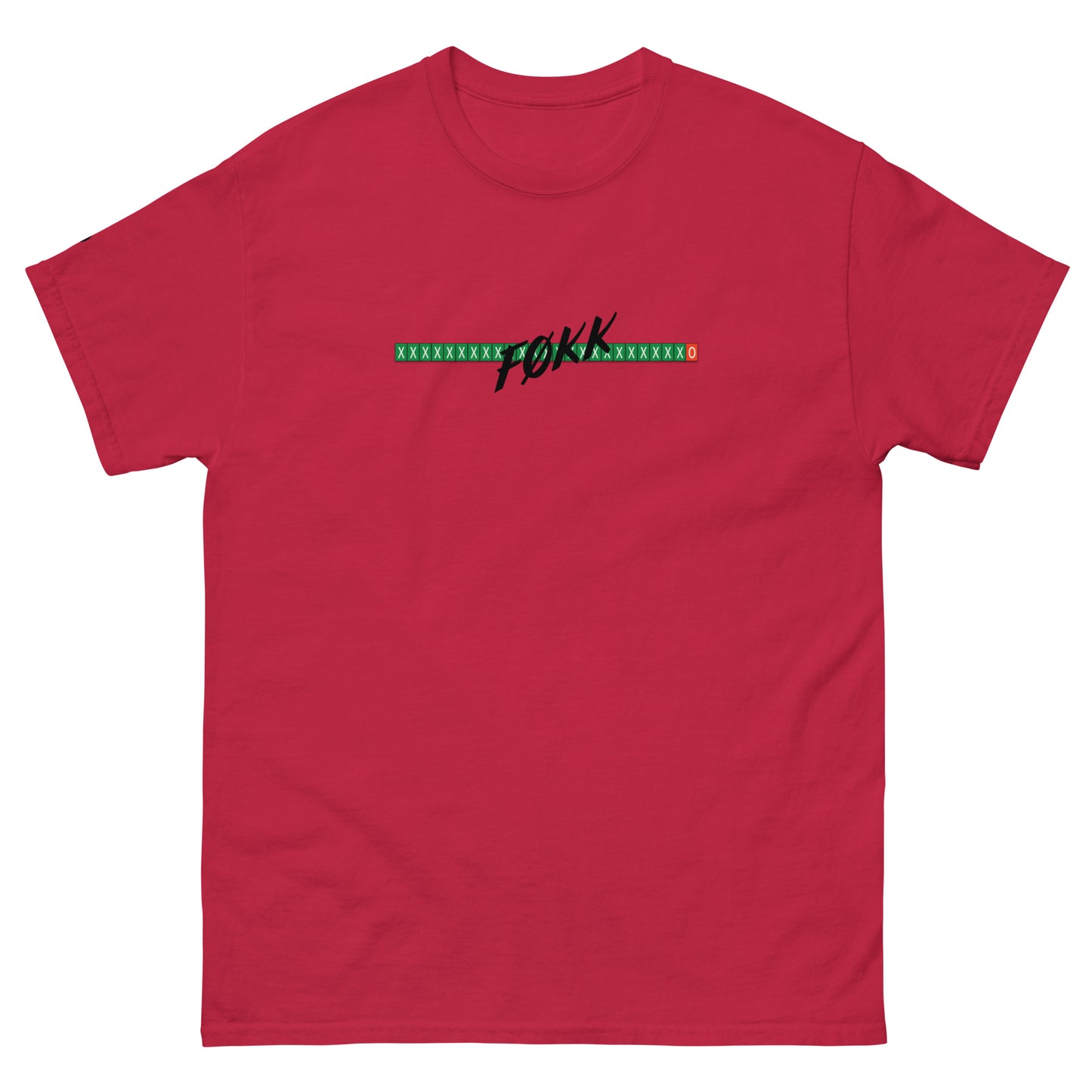 TrapCrackshots FØKK T-shirt Cardinal– clay shooting shirt for men and women. Represents frustrating shooting days, missed targets, and the humorous side of a bad day on the range.
