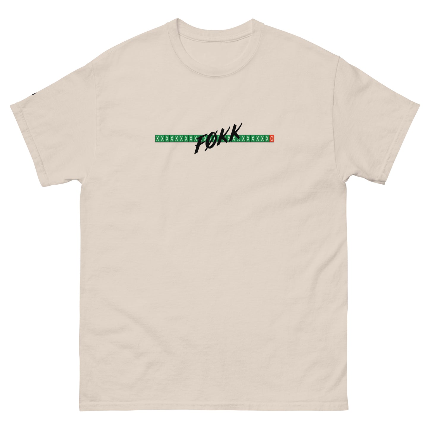 TrapCrackshots FØKK T-shirt Natural– clay shooting shirt for men and women. Represents frustrating shooting days, missed targets, and the humorous side of a bad day on the range.