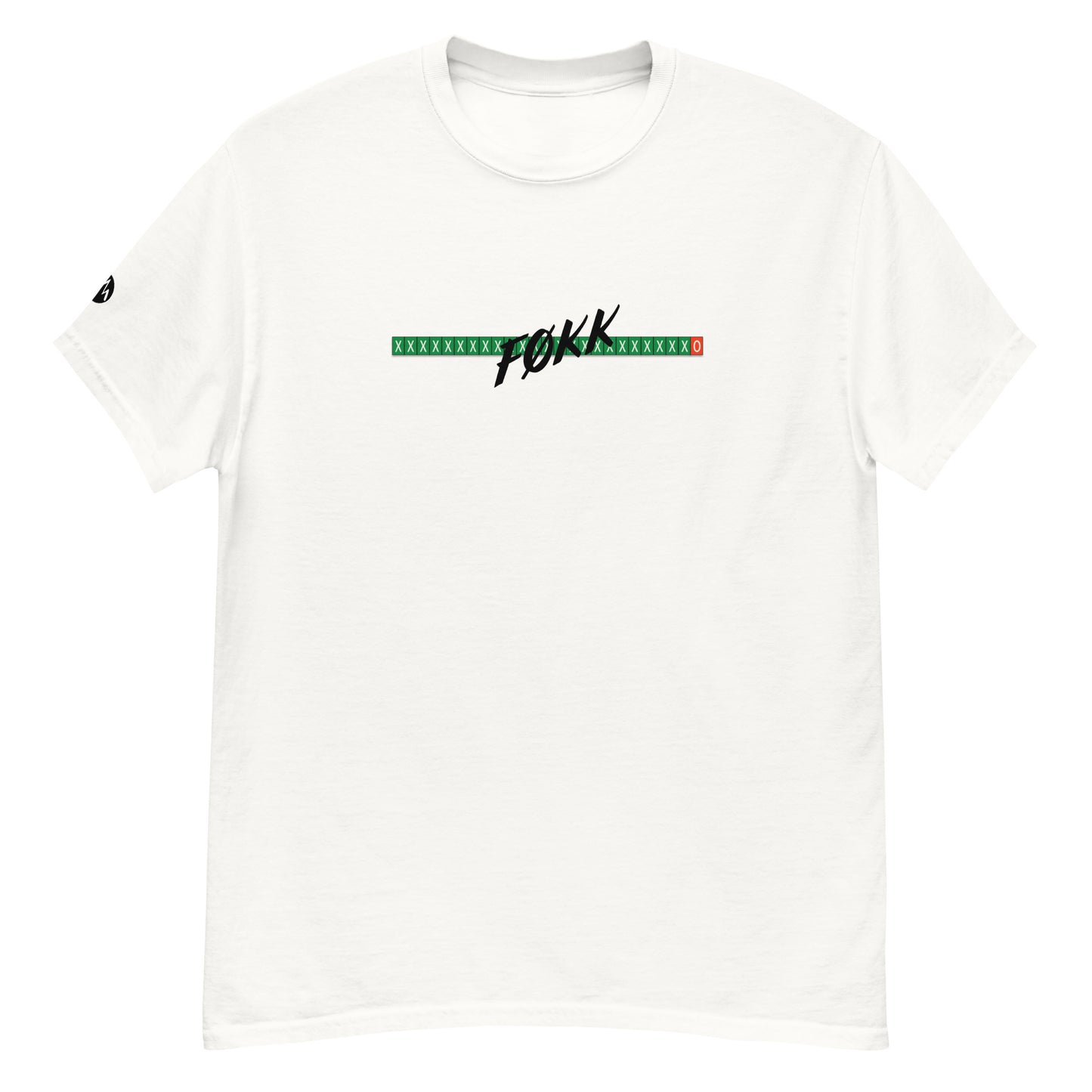TrapCrackshots FØKK T-shirt White– clay shooting shirt for men and women. Represents frustrating shooting days, missed targets, and the humorous side of a bad day on the range.