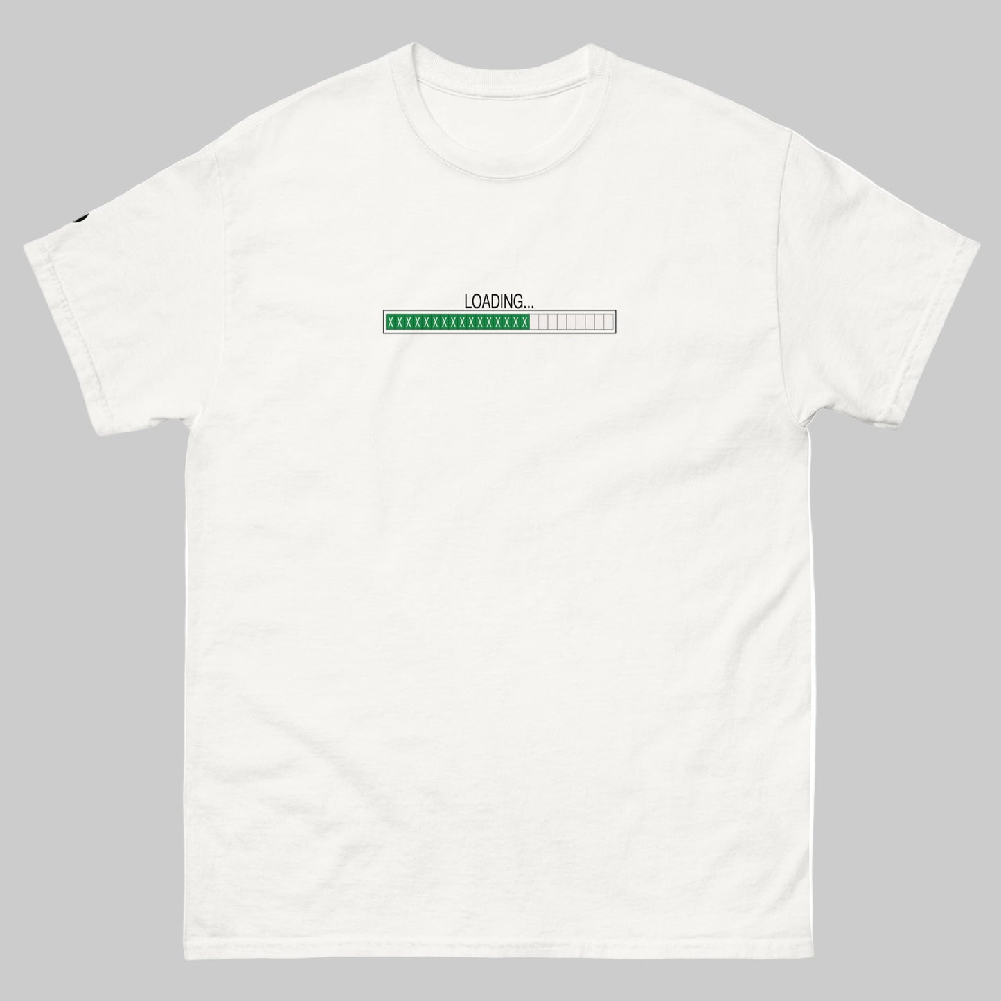 TrapCrackshots Loading White- Unisex T-shirt for clay shooters chasing 25/25. Premium cotton tee symbolizing mastery, progress, and passion for trap shooting.