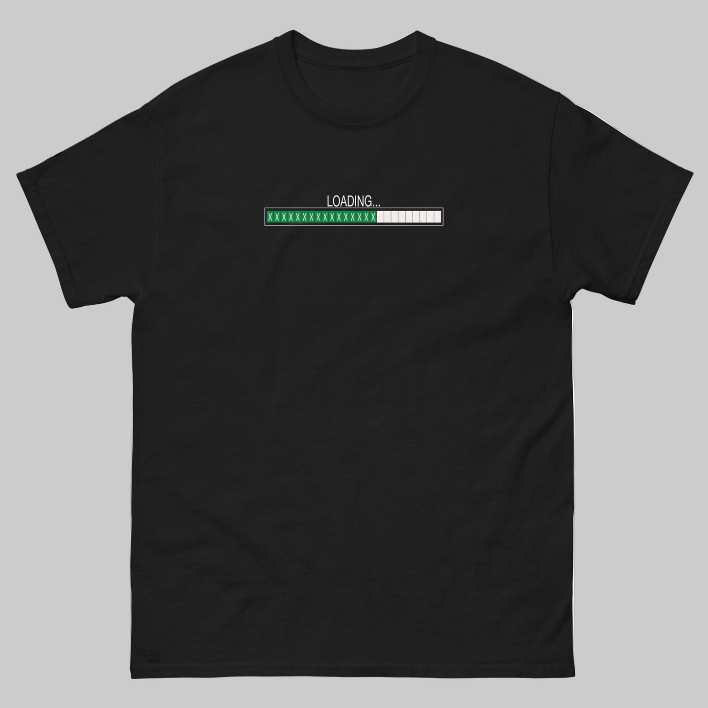 TrapCrackshots Loading Black- Unisex T-shirt for clay shooters chasing 25/25. Premium cotton tee symbolizing mastery, progress, and passion for trap shooting.