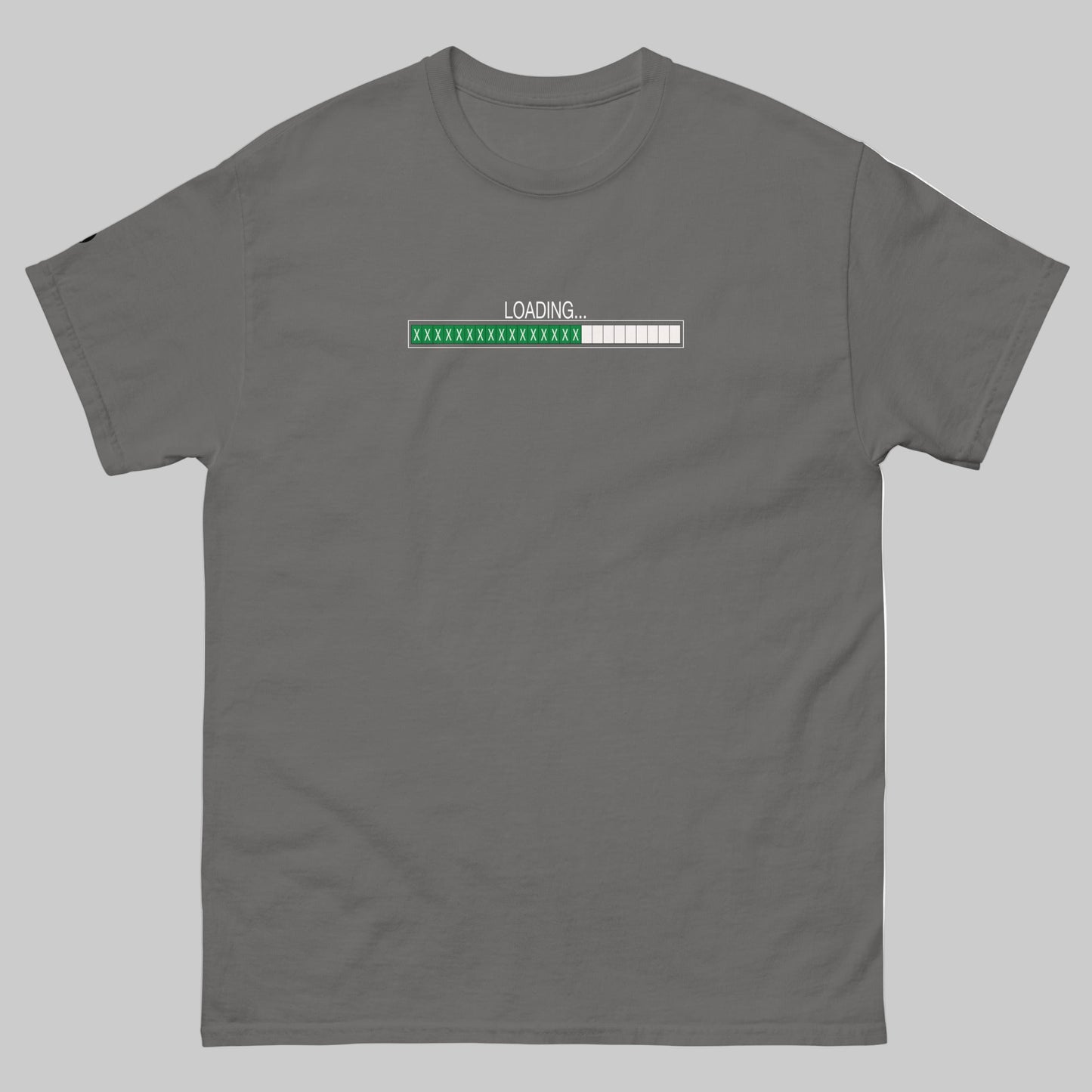 TrapCrackshots Loading Charcoal- Unisex T-shirt for clay shooters chasing 25/25. Premium cotton tee symbolizing mastery, progress, and passion for trap shooting.