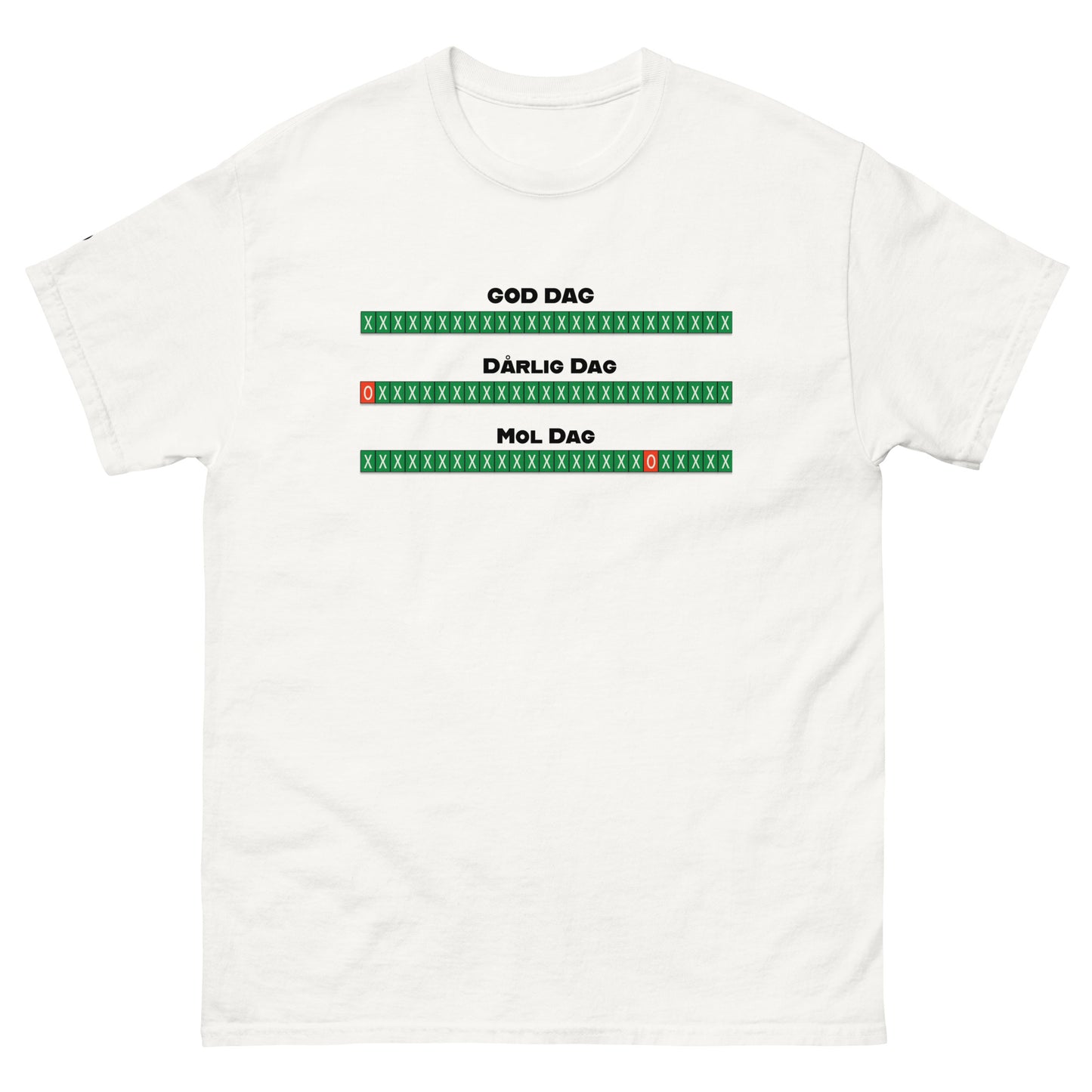 TrapCrackshots MOLDAG T-shirt White – humorous clay shooting shirt for men and women. Celebrates missing the 20th target, symbolizing frustrating shooting days and embracing the miss.