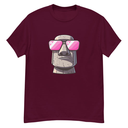 TrapCrackshots Stone Head Pink Unisex Maroon T-shirt – clay shooting shirt for men and women. Inspired by pink shooting glasses and a stone-cold focus on every clay.