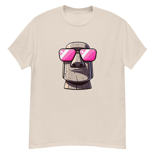 TrapCrackshots Stone Head Pink Unisex Natural T-shirt – clay shooting shirt for men and women. Inspired by pink shooting glasses and a stone-cold focus on every clay.