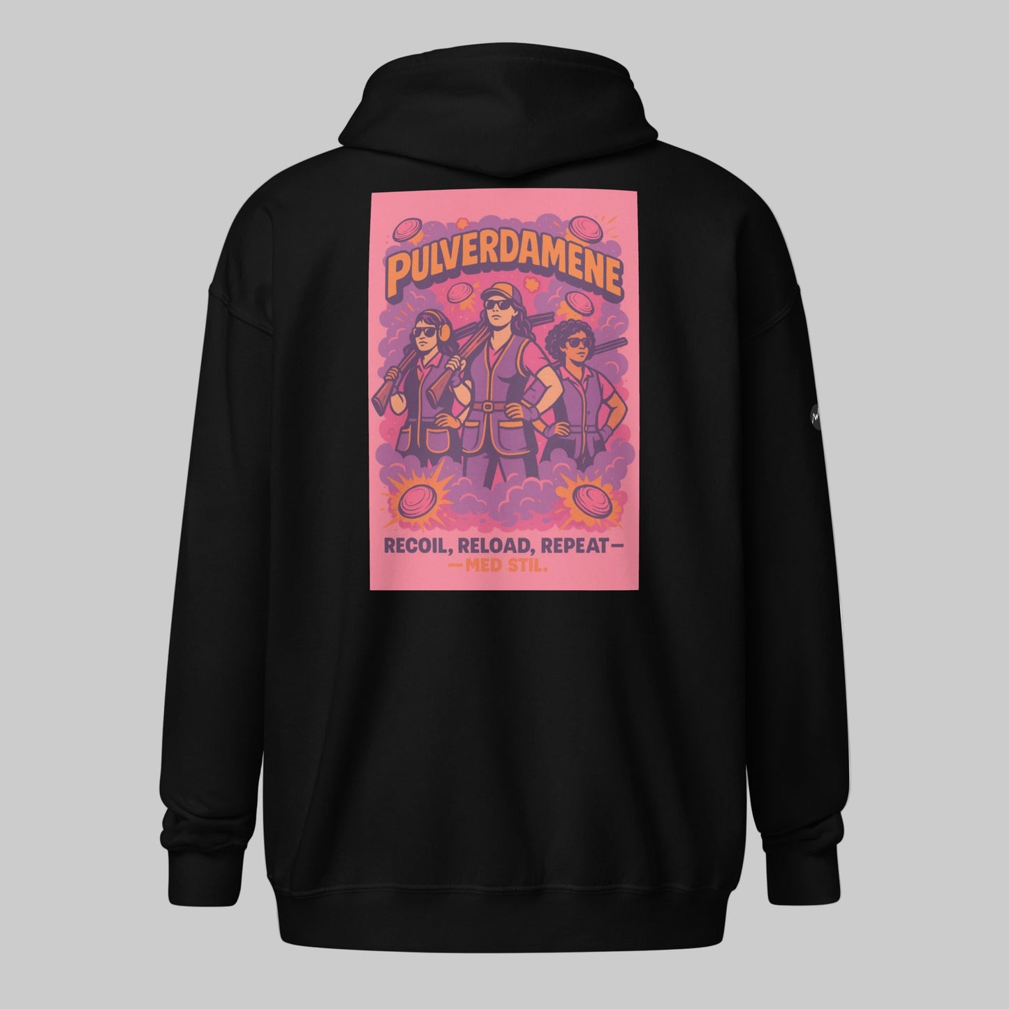 Pulverdamene The Original Black Zip Hoodie Back
