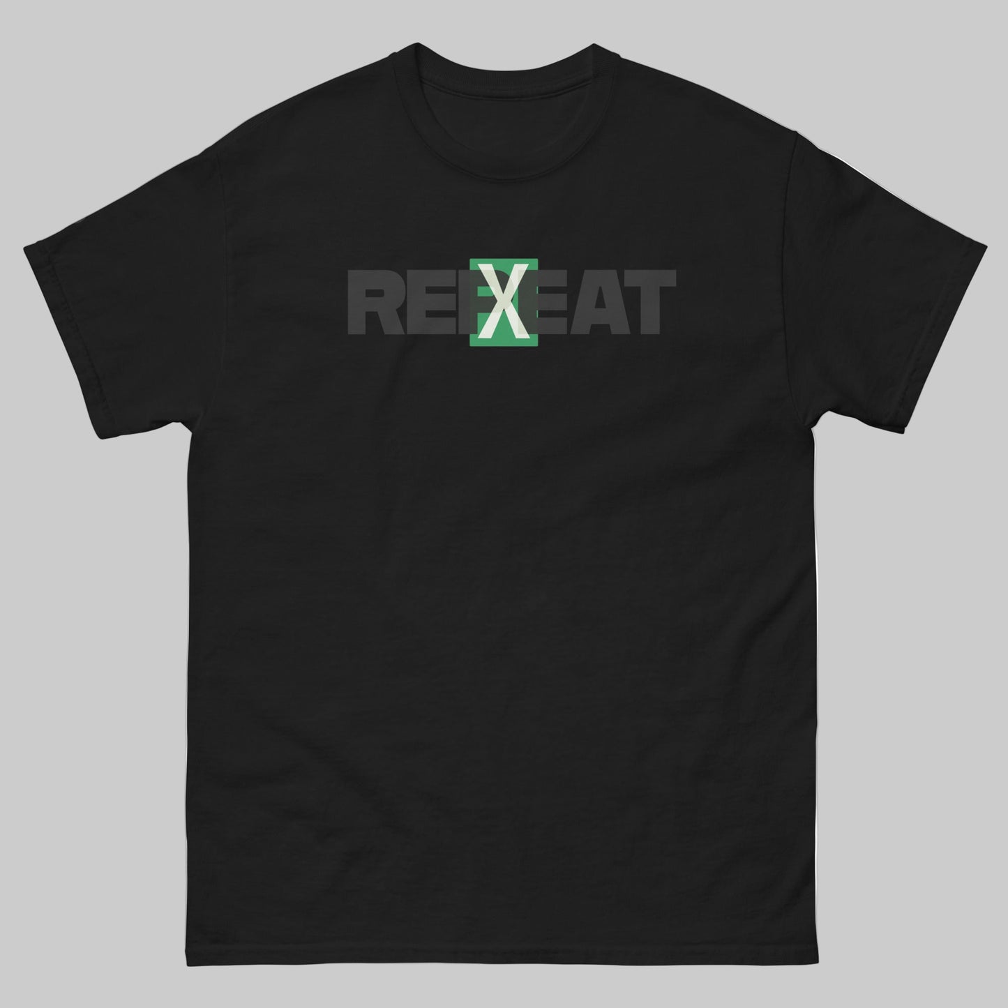 TrapCrackshots REPEAT T-shirt black– clay shooting shirt for men and women. Symbolizes practice, repetition, and the pursuit of 100/100 hits and mastery.