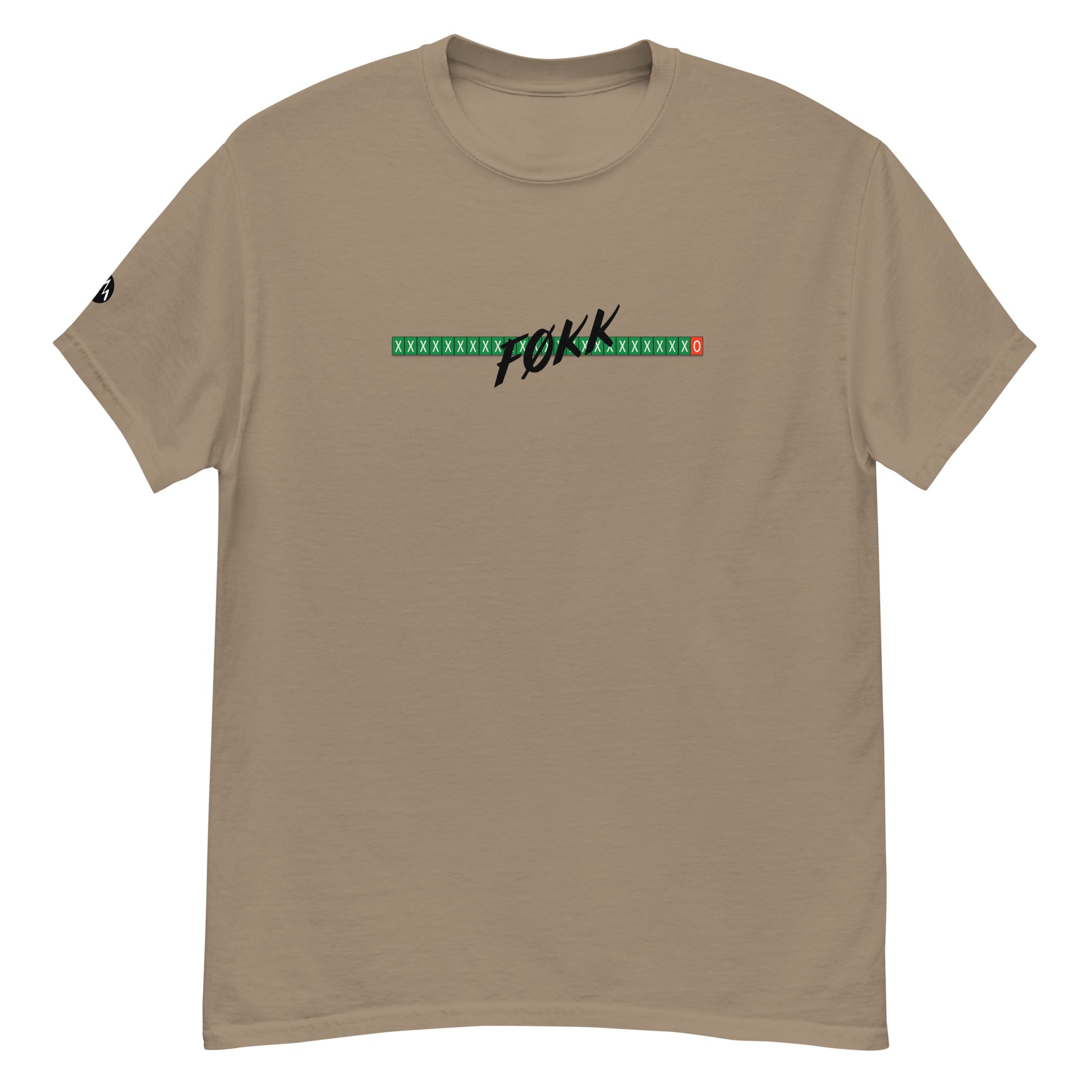 TrapCrackshots FØKK T-shirt Savana– clay shooting shirt for men and women. Represents frustrating shooting days, missed targets, and the humorous side of a bad day on the range.