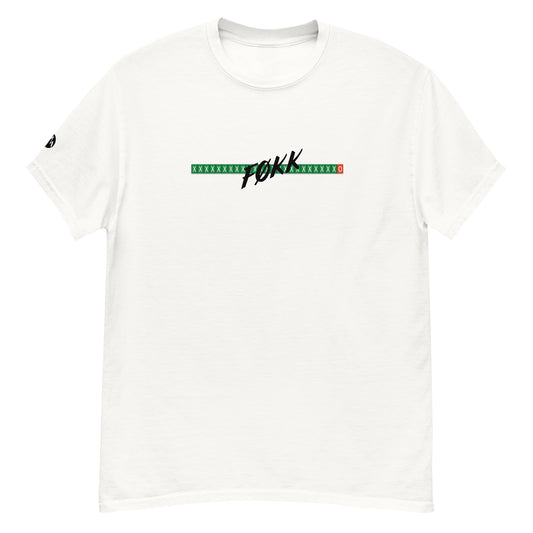 TrapCrackshots FØKK T-shirt White– clay shooting shirt for men and women. Represents frustrating shooting days, missed targets, and the humorous side of a bad day on the range.