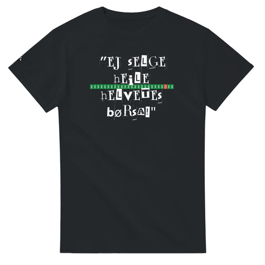 TrapCrackshots Heile Jævla Børsa T black-shirt – clay shooting shirt for men and women. Captures the frustration and humor of missing 25/25 and the passion behind every shot.