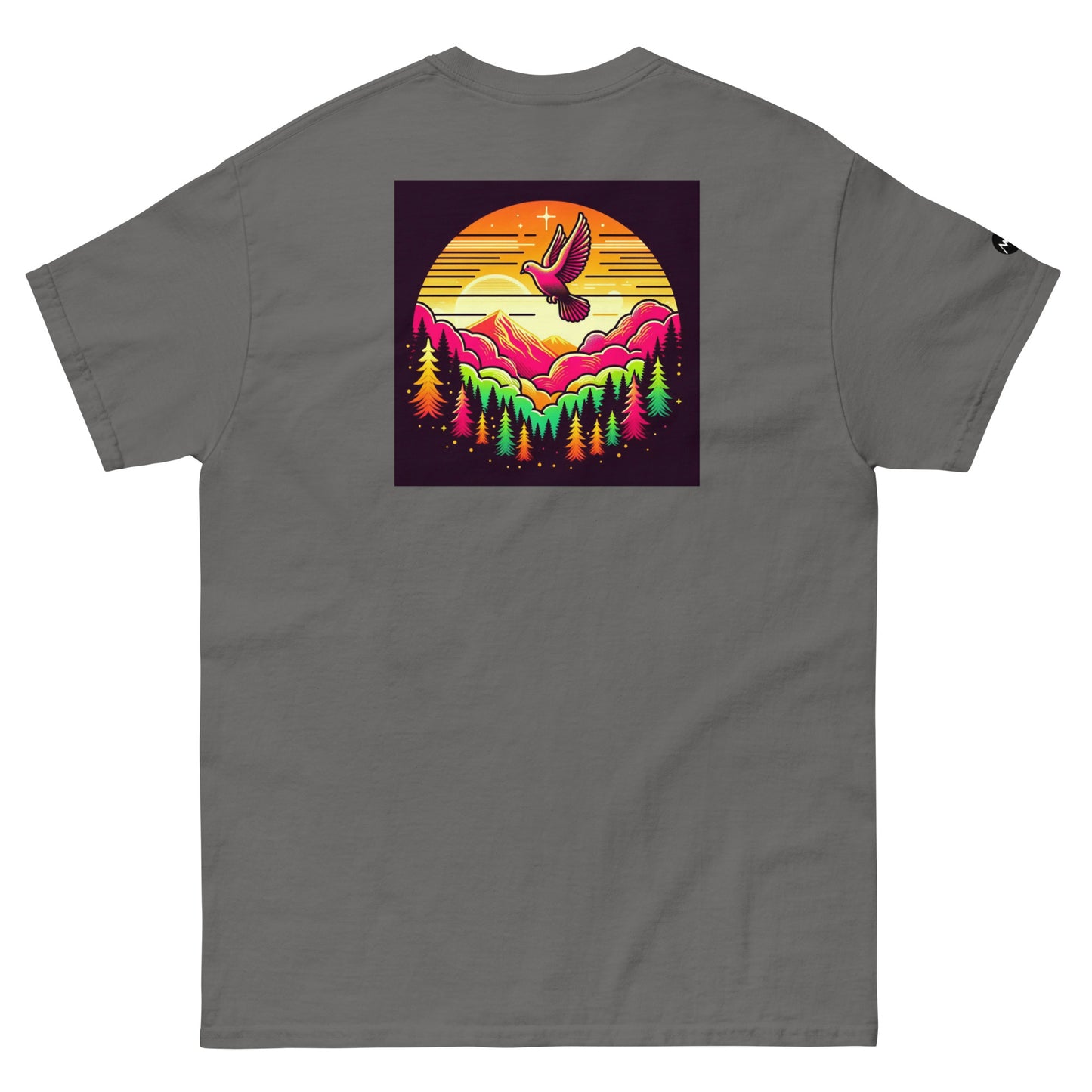 TrapCrackshots Sunset T-shirt – clay shooting shirt for men and women. Inspired by evening shooting sessions, focus, and calm conditions on the range.